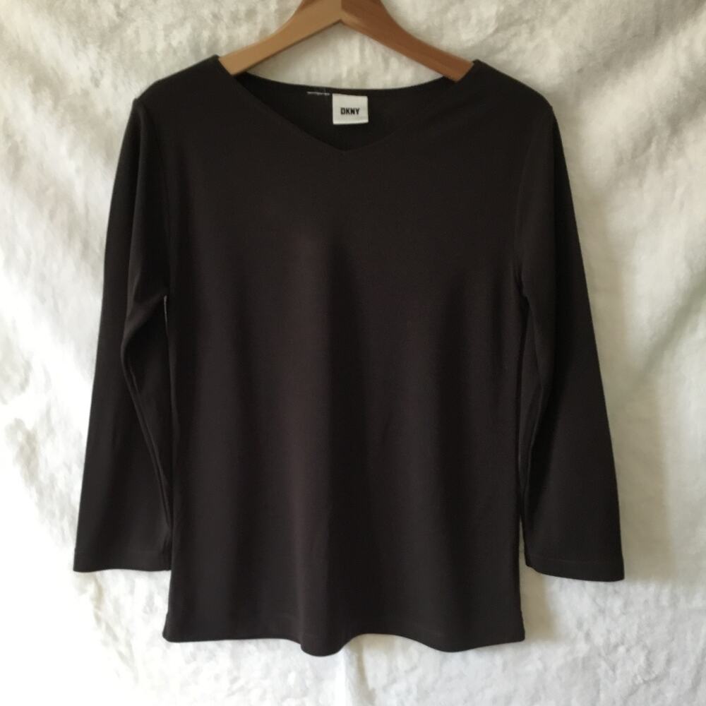 DKNY Brown Long Sleeve Top